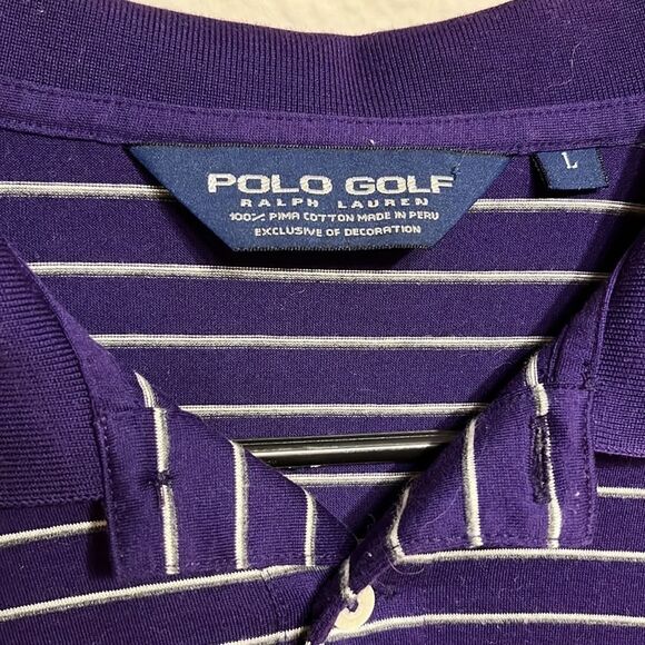 Polo Ralph Lauren POLO Golf ⛳️ Polo, Purple w/gray and white pin stripe - Picture 4 of 6